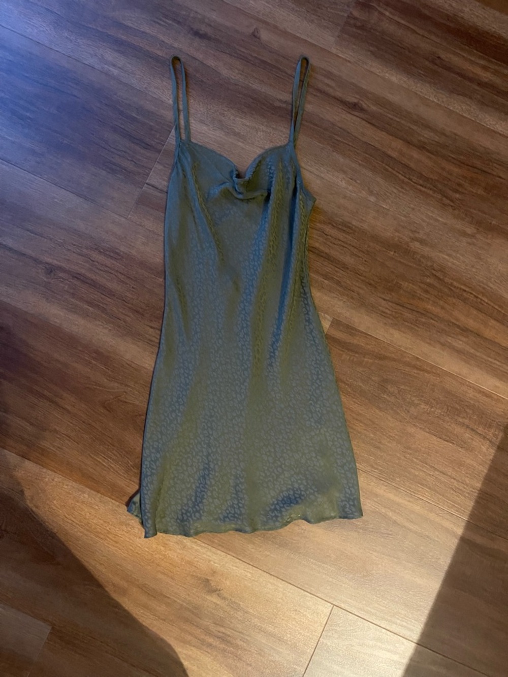 Vrg Grl Olive Green Satin Slip Dress